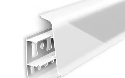 Плинтус напольный ПВХ Идеал Деконика 55 мм 001-G Белый глянец