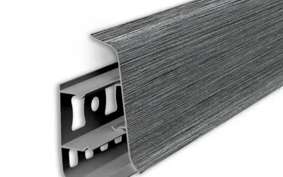 Плинтус напольный ПВХ Идеал Деконика 55 мм 187 Алюминий темный