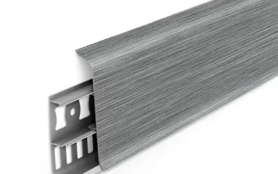 Плинтус напольный ПВХ Идеал Деконика 70 мм 187 Алюминий тёмный